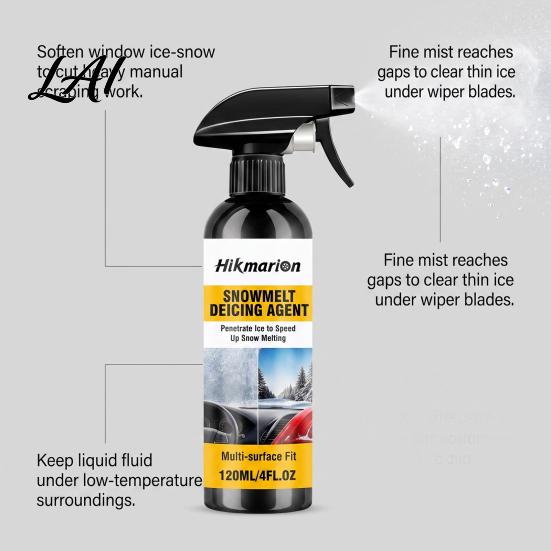 Car Windshield Winter Care Ice Melting for Windows De-Icer Spray 120ml Mirrors Defrosting Solution Fast Acting Remover with Trigger Nozzle