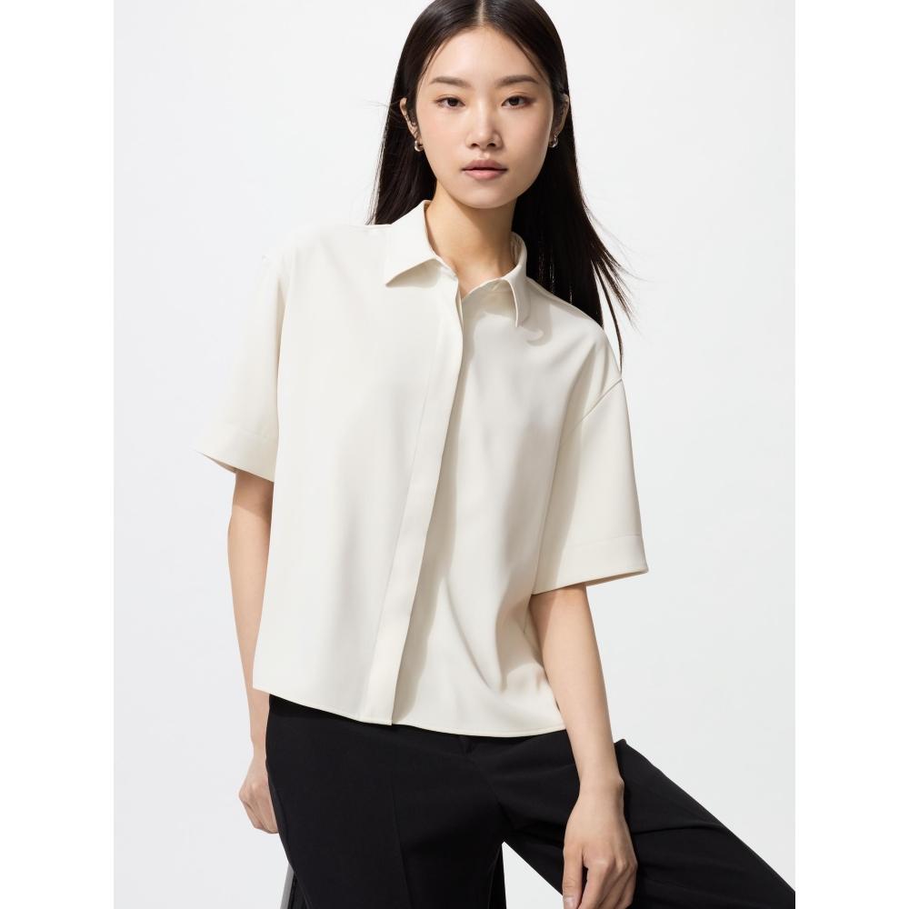 

Uniqlo Драпированная блузка с коротким рукавом 01 OFF WHITE/WOMEN XS