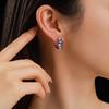 Elegant Irregular-Shaped Earrings with 925 Plating and Blue Sapphire Inlays - High-End Ear Studs for Women