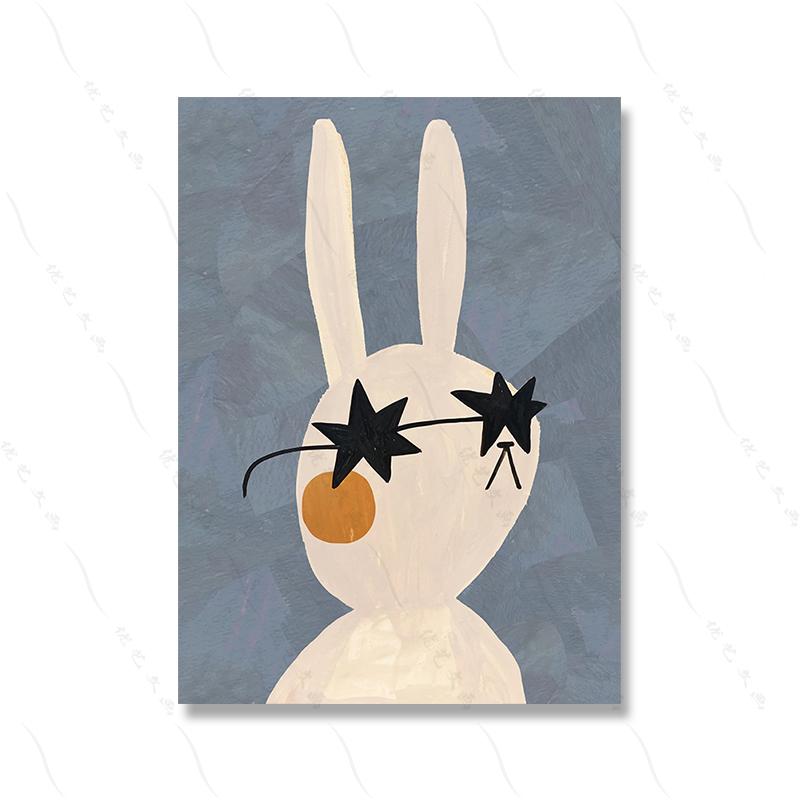 

Бохо мультфильм кролик мышь детская настенная живопись холст картина скандинавский ретро животное постер печать настенная картина декор для детской комнаты 30x40cm No Framed