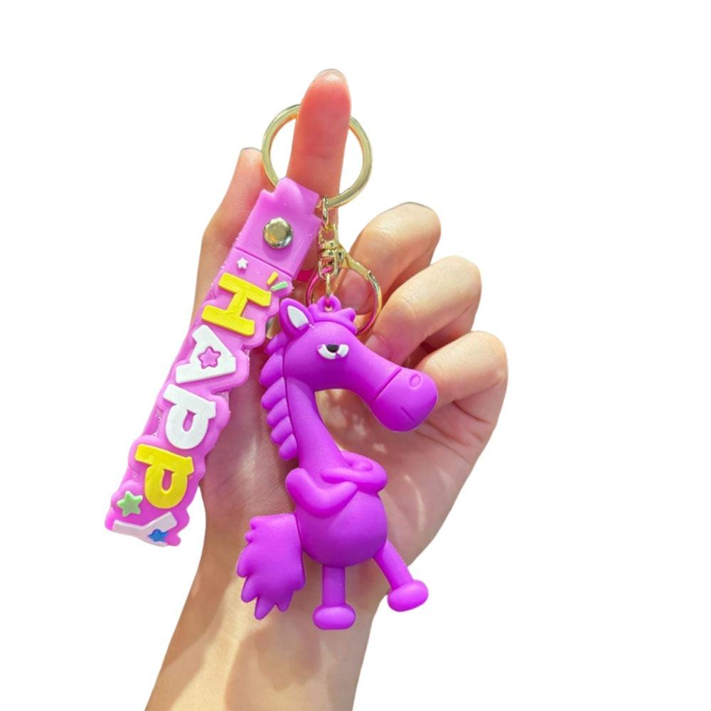 Cute Lucky Horse Keyring Traditional New Year Keyring Funny Animal Car Keychain  Bag Decoration