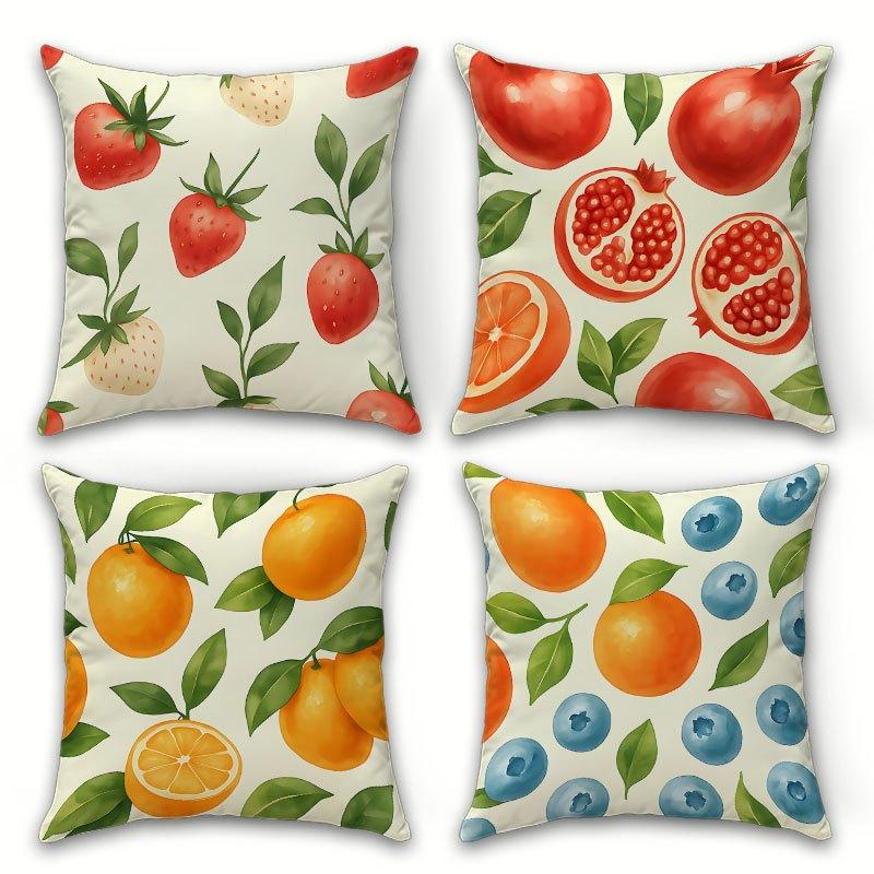 Strawberry Watercolor Design Digital Printing Pillow Cover Short Plush Suitable Living Rooms Bedrooms Sofas Throw Cushion Cover