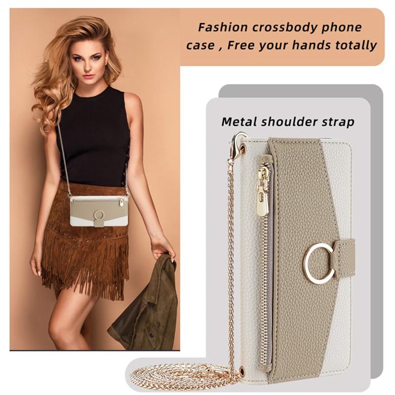 For Samsung Galaxy A32 4G (EU Version) Case PU Leather Wallet Cover with Crossbody Shoulder Strap