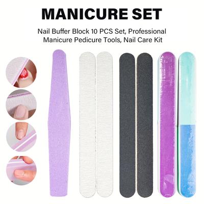 19 Stück/Set Nagelpuffer Set Nagelfeilen Nagelpufferblock Schwamm Reibset Nagelreparatur und Hornhautentferner Werkzeuge