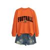 Womens Casual Round Neck Long Sleeve Cotton Sweatshirt With Football Mom Print - Loose Fit Plus Size S-XXL