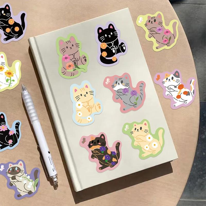 Top-Grade 50Pcs Top-Grade Colorful High-Standard Cartoon Top-Grade Cat First-Class Stickers Top-Grade Kawaii Top-Grade Waterproof