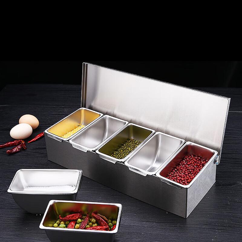 HPMILY Wielokomorowy Pojemnik na Przyprawy ze Stali Nierdzewnej 304