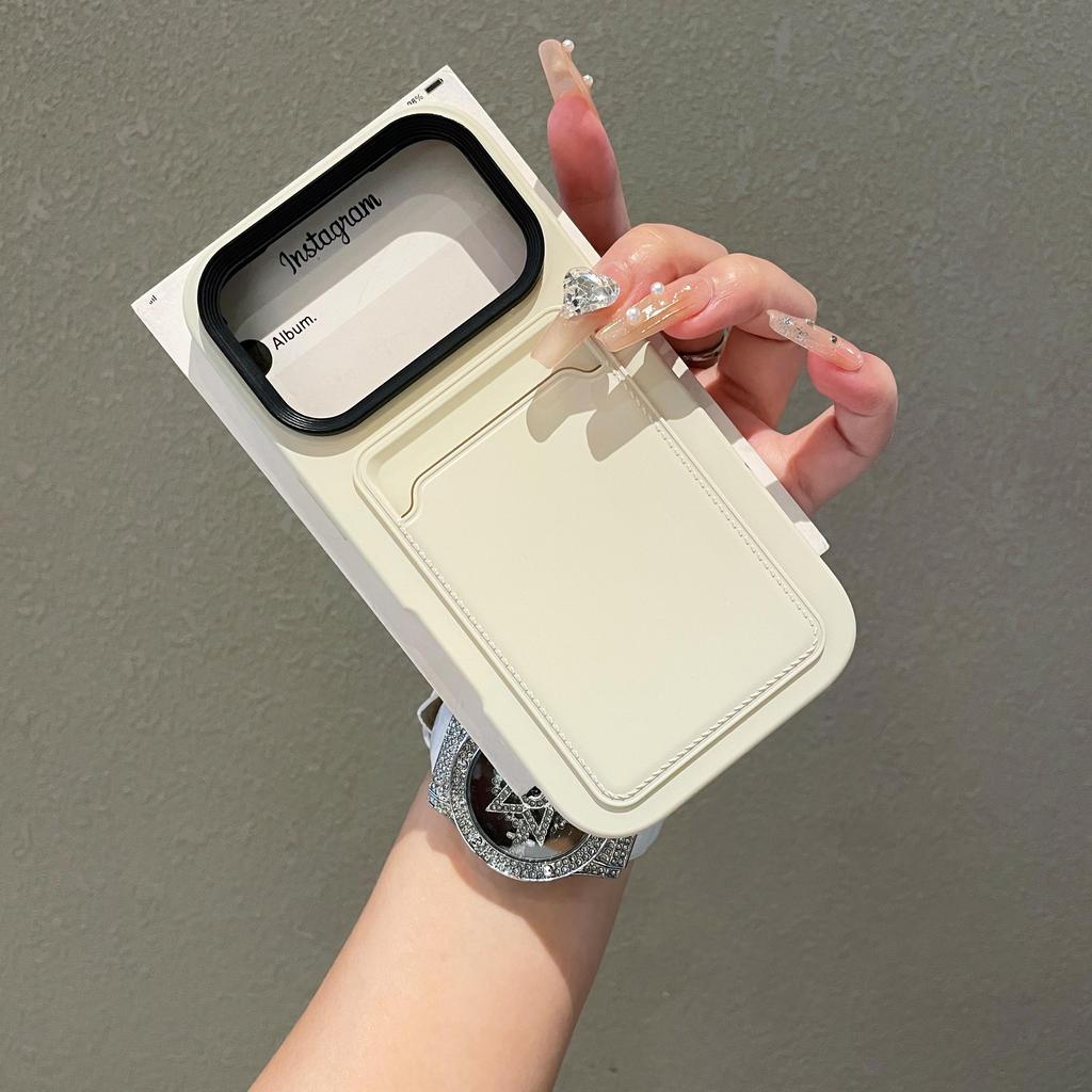 Luxury Card Holder Slot Wallet Photo Pocket Phone Case For iPhone 17 Air 16 15 14 Plus 13 12 11 Pro Max Matte Shockproof Cover