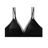 French Silk Satin Wire-Free Bra - Mulberry Silk, Breathable Mesh, Thin Triangle Cup, Lingerie for Large Busts