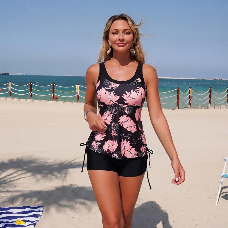 Womens European Style Two Piece Tankini Bikini Swimwear Bathing Suit Set