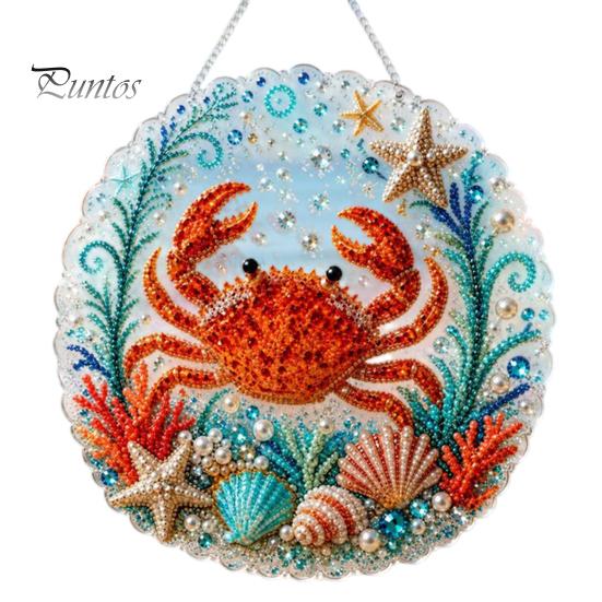 Beach Style Home Decor Coastal Faux Pearl Painting Kit, Ocean Theme Art DIY Sparkling Gemstone Crafting Sea Animal Ornament Craft Kit for Adults
