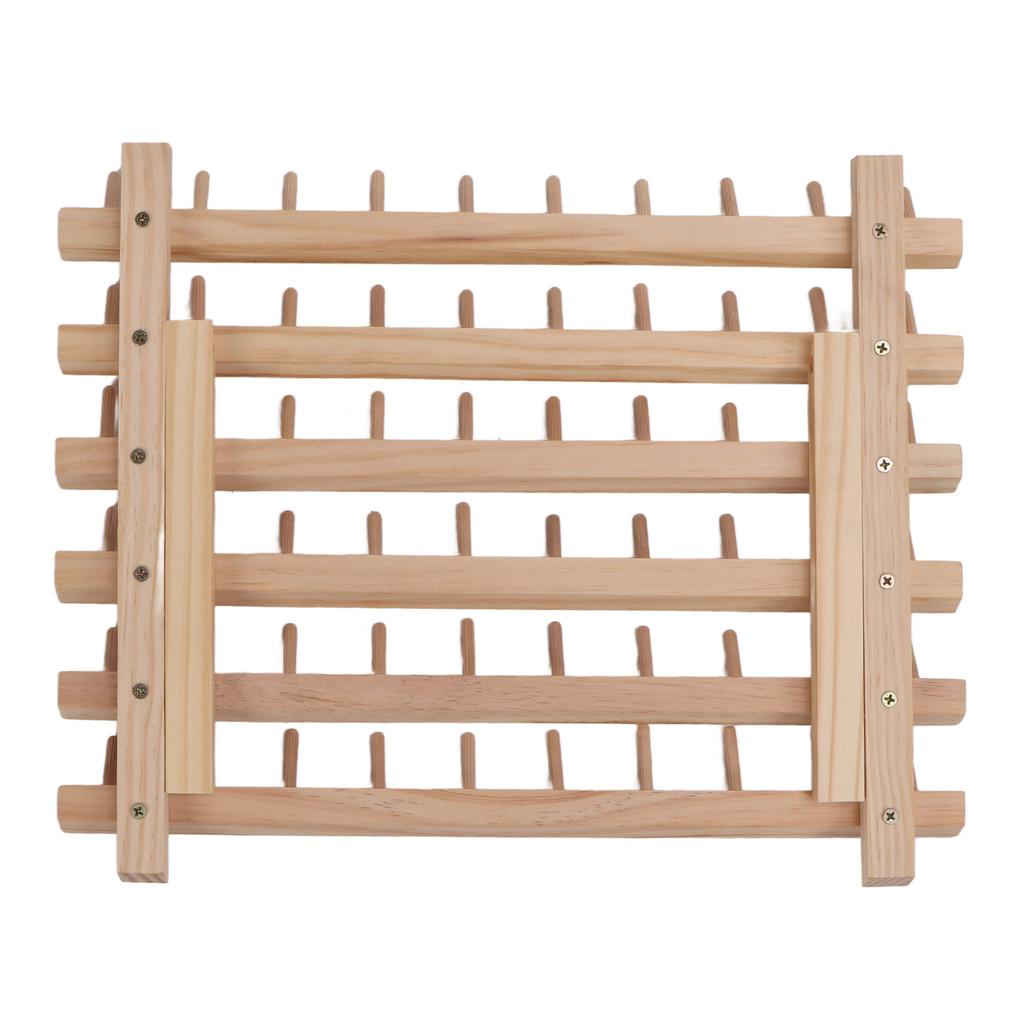 60 Spools Wooden Thread Rack DIY Easy Storage Safe Eco Friendly Beechwood Folding Thread Holder Thread Organizer for Quilting
