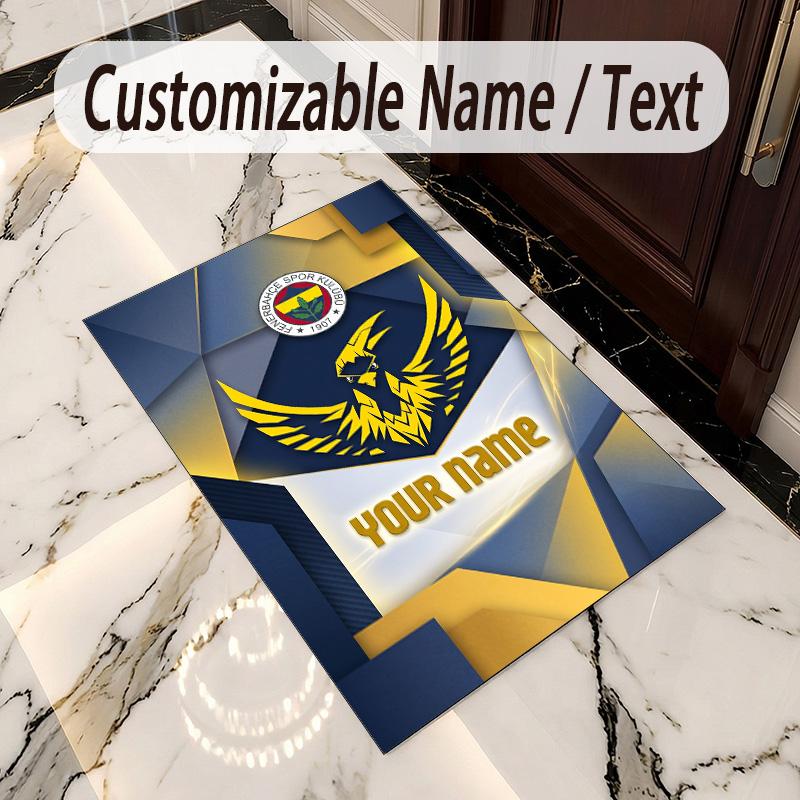 Crystal Velvet Rug Fenerbahçe FC Print Custom Name Text Floor Mat Home Decor