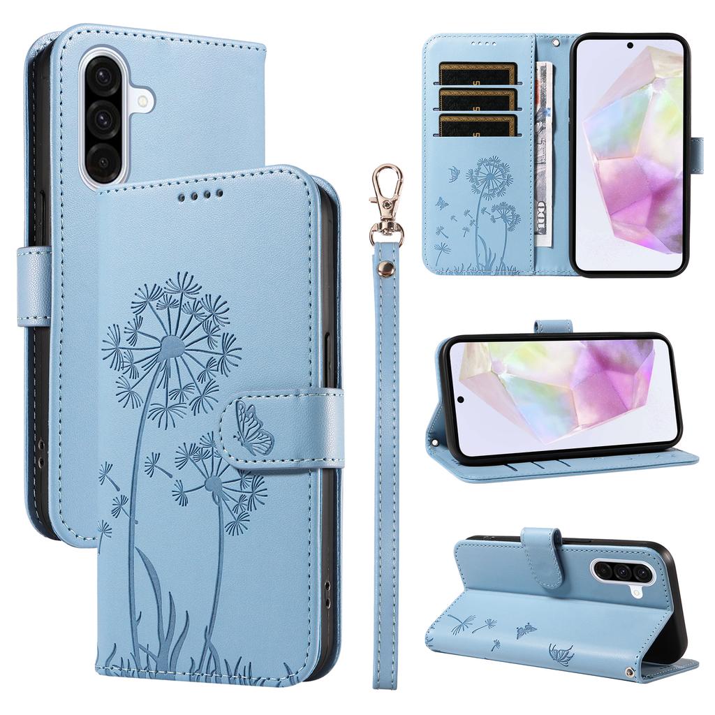 For Samsung Galaxy A56 5G Leather Wallet Case with Strap Dandelion Imprint Phone Stand Cover