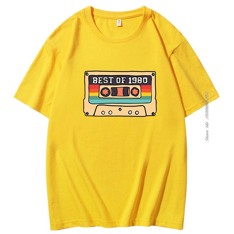 Cotton Tshirt Best Of 1980 Retro Audio Tape Graphic T Shirts Summer Harajuku Mens Short Sleeve Tshirt Streetwear Men Clothing