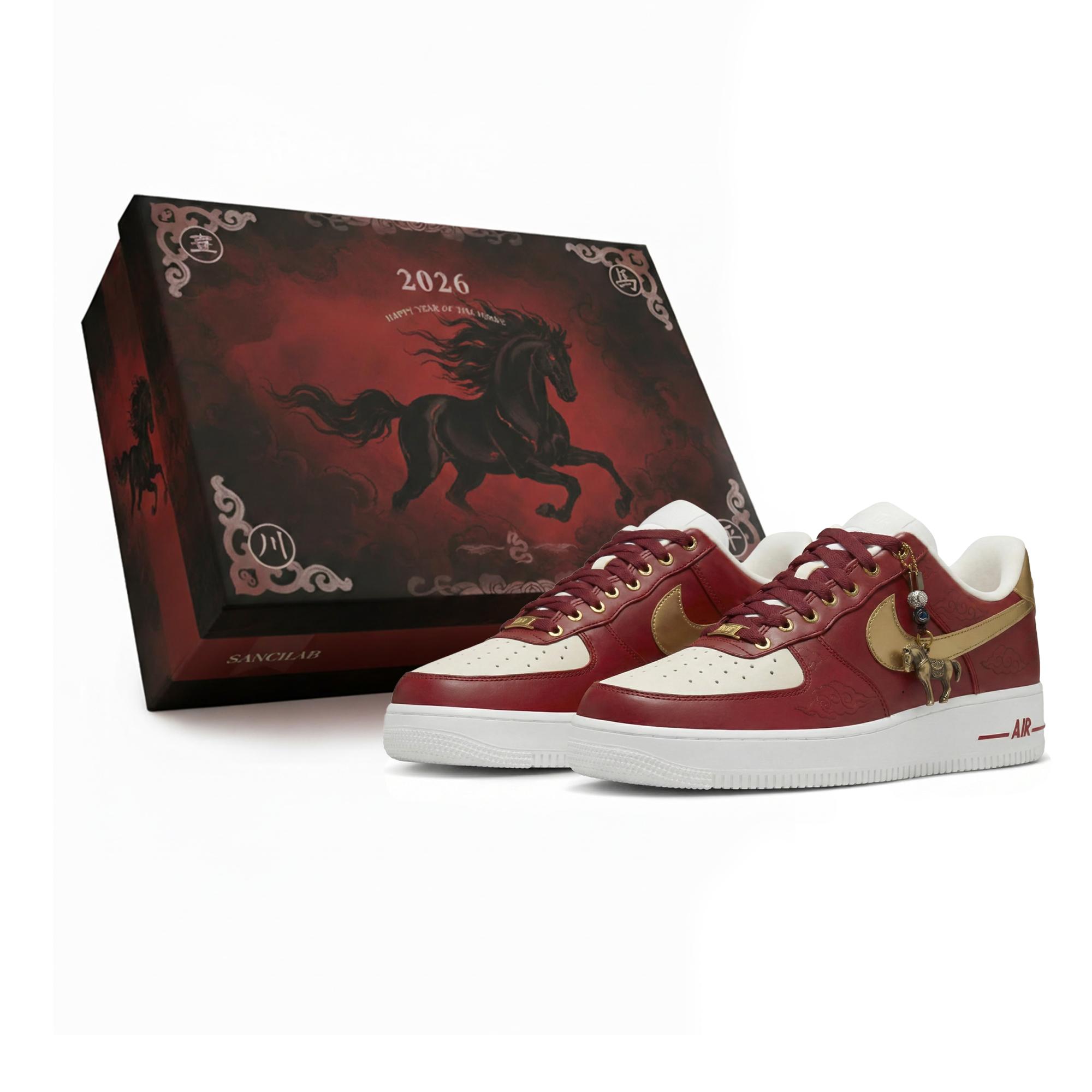 

Nike Air Force 1 Panda Leather, Sanci Laboratory, Horse Year, Auspicious Horse, Box Abrasion Resistant Slip Resistant DV0788-001(Team-S-BOX) 46