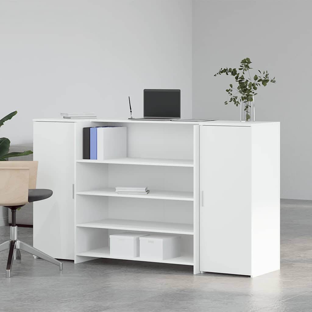 Biurko Recepcyjne Białe 180X50X103,5 Cm Drewno Klejone