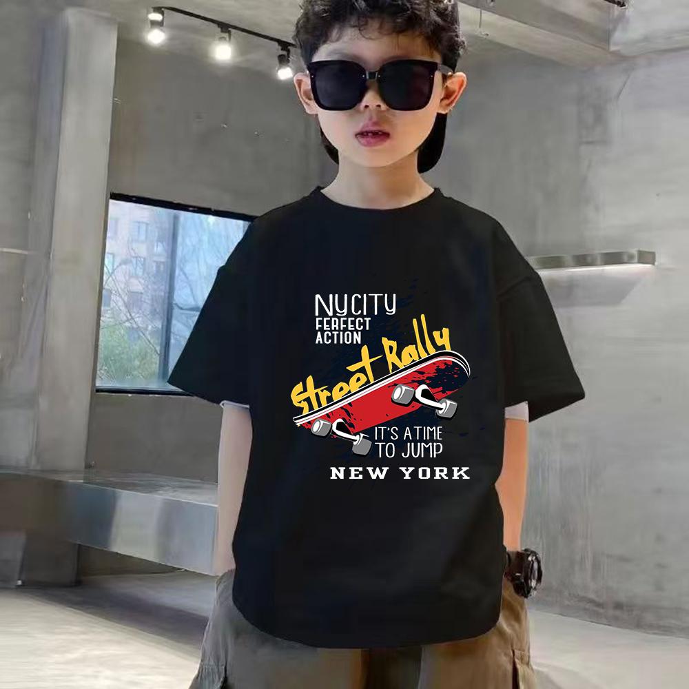 Summer Breathable Cotton Children TShirt Design Fashion Scooter Print Boys Tees Top Kid Clothes Short Sleeve Teenagers Tshirts