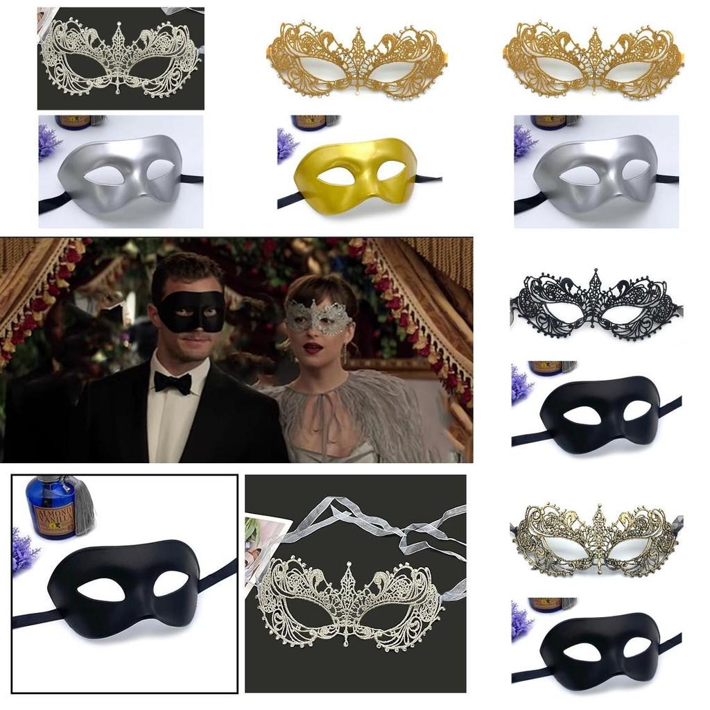 Mask Couple Halloween Set With Rhinestones And Lace For Holiday Party Costumes
