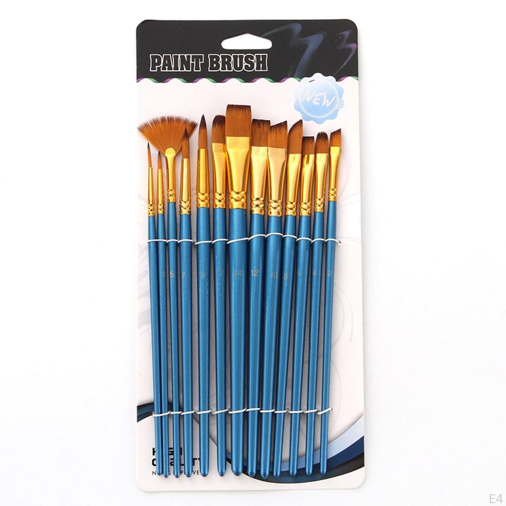 13 Pack Paint Brushes Set Nylon Hair Acrylic Fine Art Painting Kids Beginners