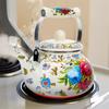 Thickened Chinese Style Enamel Teapot 2.5L Floral Enameled Tea Jug Pear-shaped Antiscald Handle Coffee Pot Gas Induction Cooker
