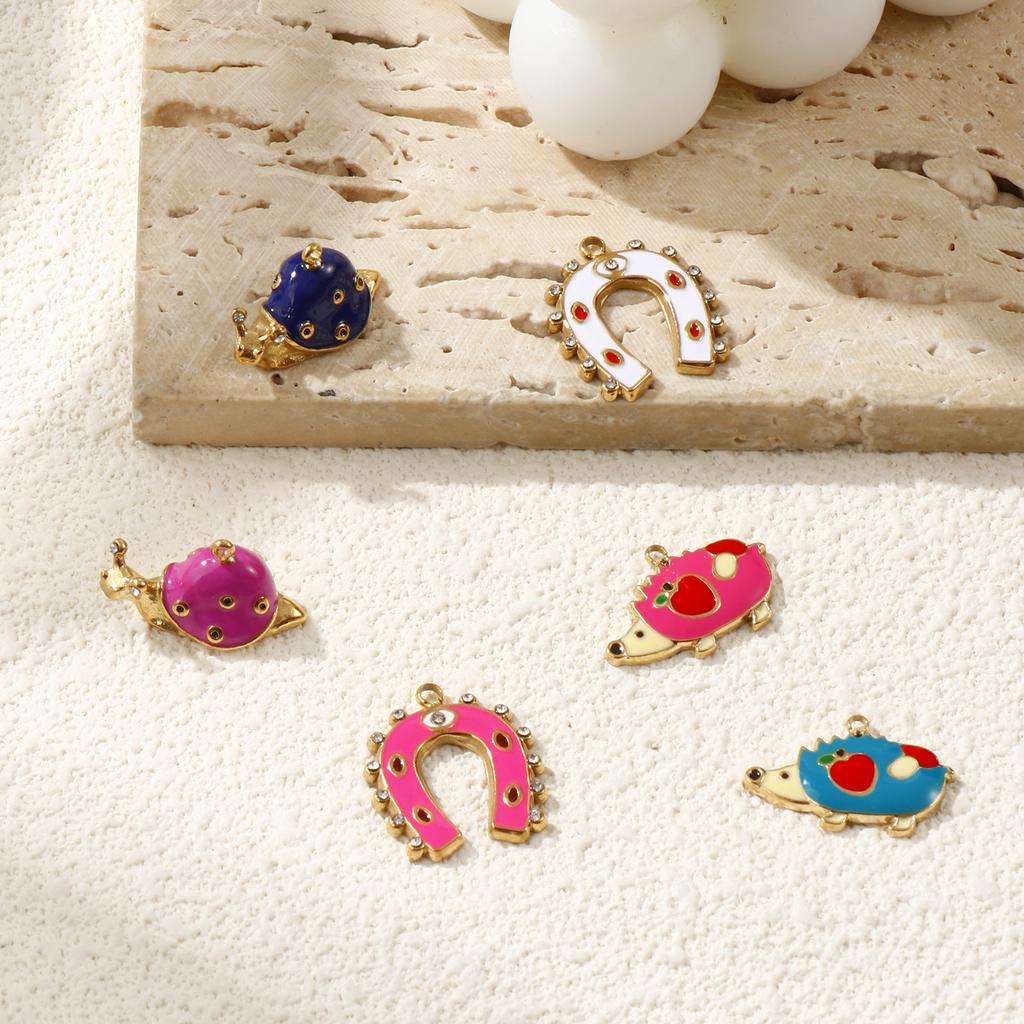 1pc Cute Enamel Hedgehog Snai 304 Stainless Steel Charms 18k Gold Plated Animal Pendants For Necklace Fashion Jewelry Making