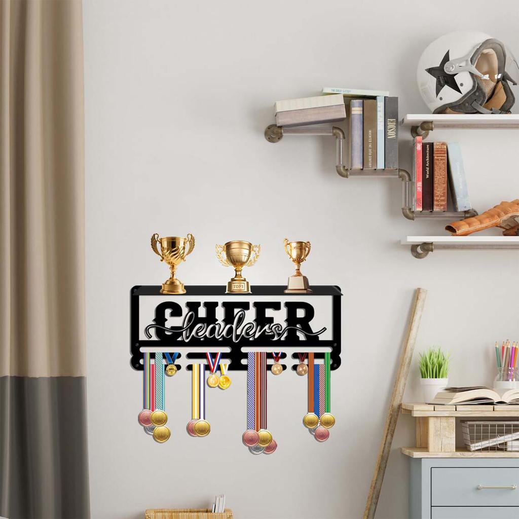 Wrought Wall Mounted Rack with Hooks - Award Display and for Medals, Ribbons, Keys - JH26157