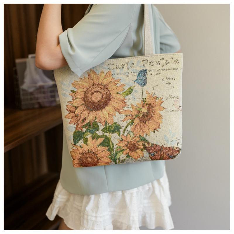 Retro simple classical style national flower gold silk embroidery craft change bag cosmetic bag mobile phone bag