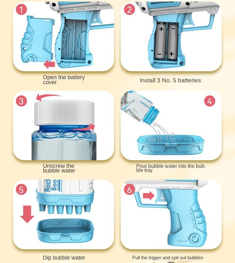 1 Set Seifenblasenpistole, 32 Löcher Seifenblasenpistole mit Lichtern, Outdoor Sommer Strand Kinder Seifenblasenspielzeug Geburtstag Hochzeitsfeier Lustiges Geschenk für Mädchen Jungen