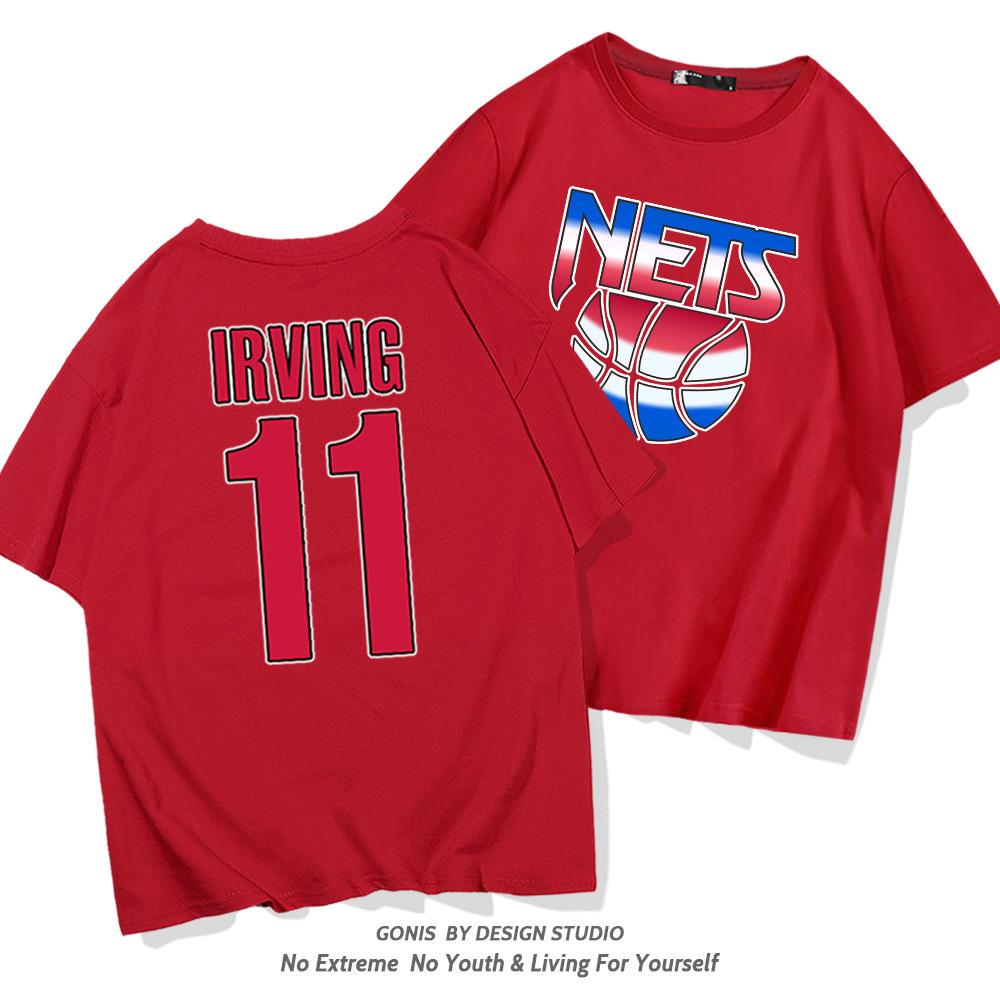 Nets Irving No. 11 Short Sleeve T-Shirt Men's Basketball Loose Cotton Half Sleeve Youth Student Clothes