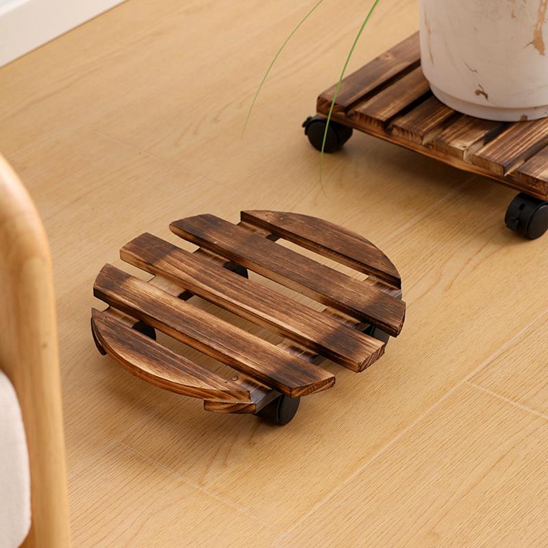 1PC Wooden Heavy-Duty Planter Tray Base Movable Square/Round for Indoor/Outdoor Dolly Rollers Cart Plant Rolling Cart