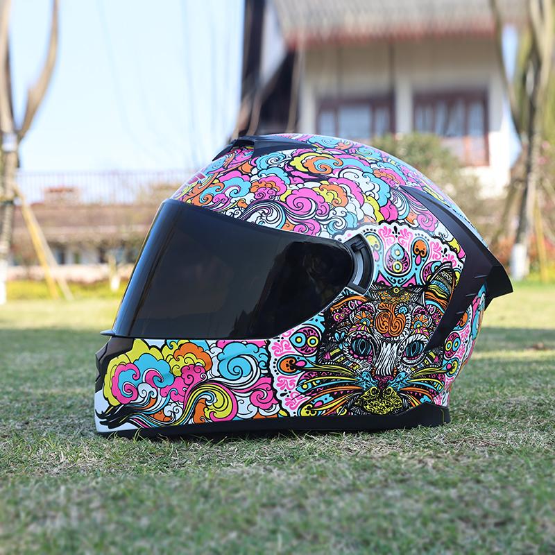 LVS-702 Motorcycle Helmet, Men's and Women's Dual Lens Couple Street Bike Full Helmet, Personality Prone Racing Helmet