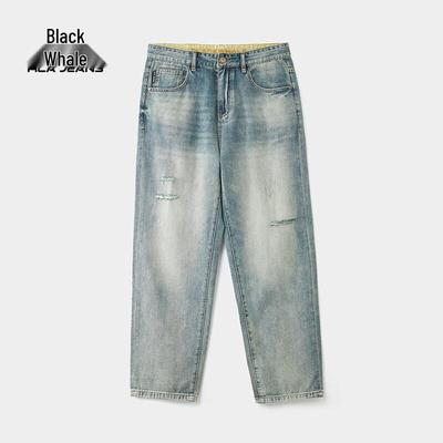 HLA Black Whale Men's Loose Straight-Leg Jeans
