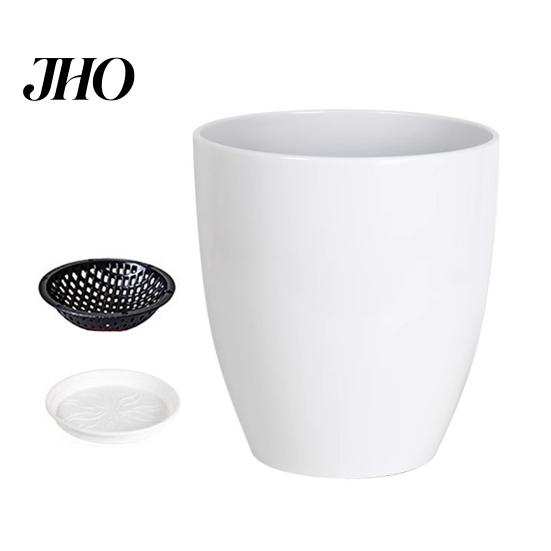 Resin Flower Pot Deep Imitation Ceramic Plant with Drainage Hole Monstera Unique Planter Saucer for Indoor Outdoor Plants Home Garden Office
