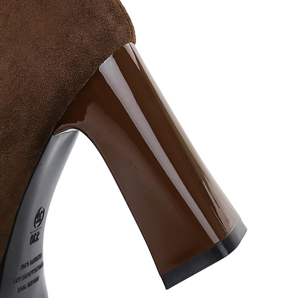 Voděodolné platformové boty na vysokém podpatku se čtvercovou špičkou, semišová dekorace s motýlí mašlí, dámské boty s mělkým výstřihem, super vysoké podpatky, lodičky