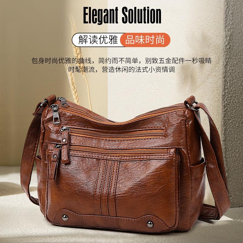 New fashionable versatile women's bag medium mother bag large capacity shoulder messenger bag soft leather backpack women
