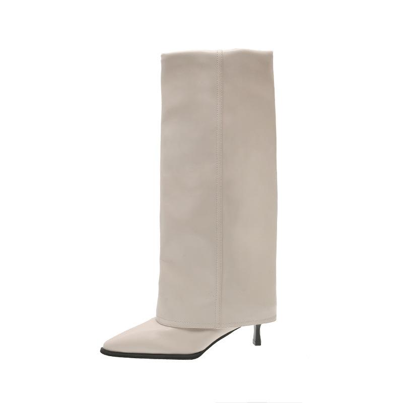 Pointed Thin Heel Boots 2025 Autumn and Winter New Beige Thin High Heel Trouser Boots Niche Versatile Fashion Boots Women