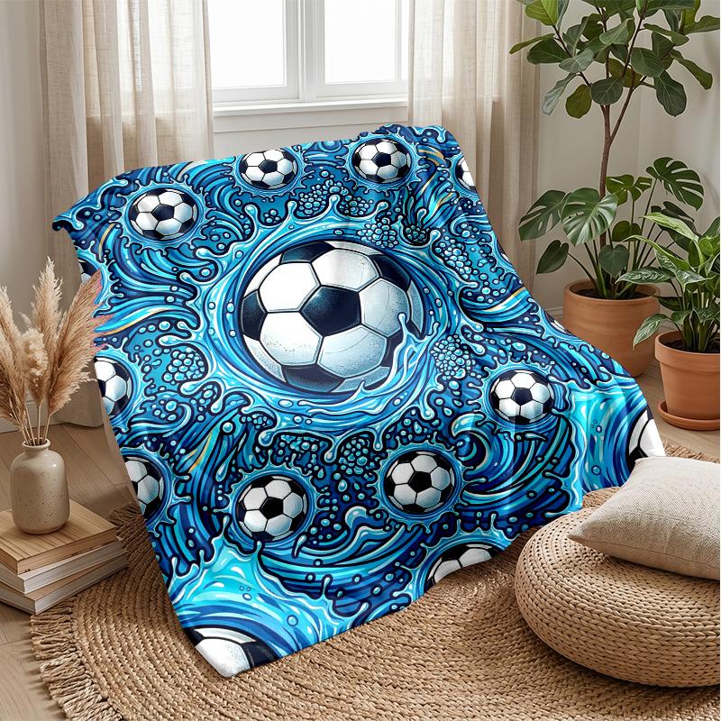 Soccer Ball Swirl Energy Theme blanket Lightweight Warm Flannel Blanket Decorative Throw Blanket for Home Decoration