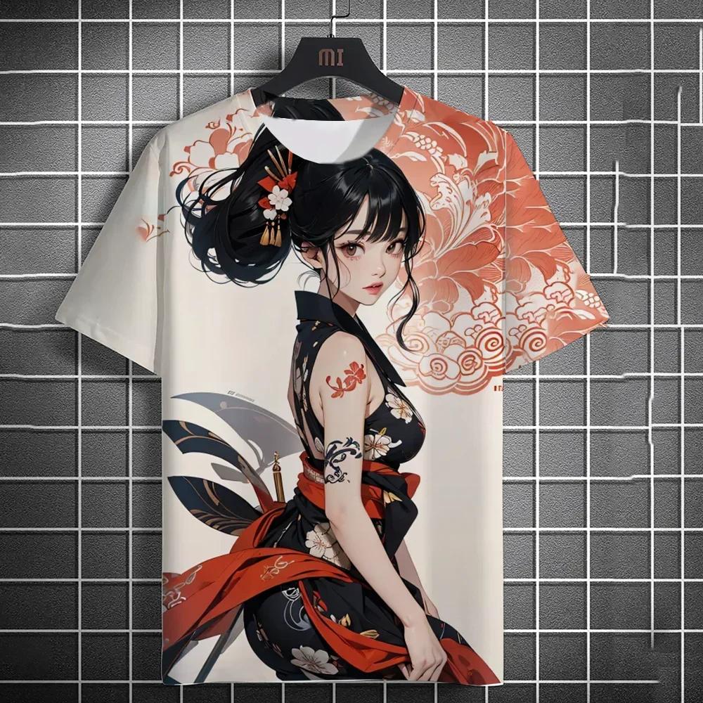 Animation Beauty Sexy Printed Men's 3D Printed T-shirt Casual Loose Short Sleeve Oversized Daily Casual Crewneck Breathable Top