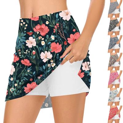 Damen Casual High Waist Print Kurzer Halbrock Sportrock Faltenrock