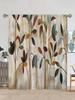 2pcs Watercolor Plant Leaves Curtains  Without Holes Curtain   Refer To Bedroom Office Kitchen Living Room Study Home Decor