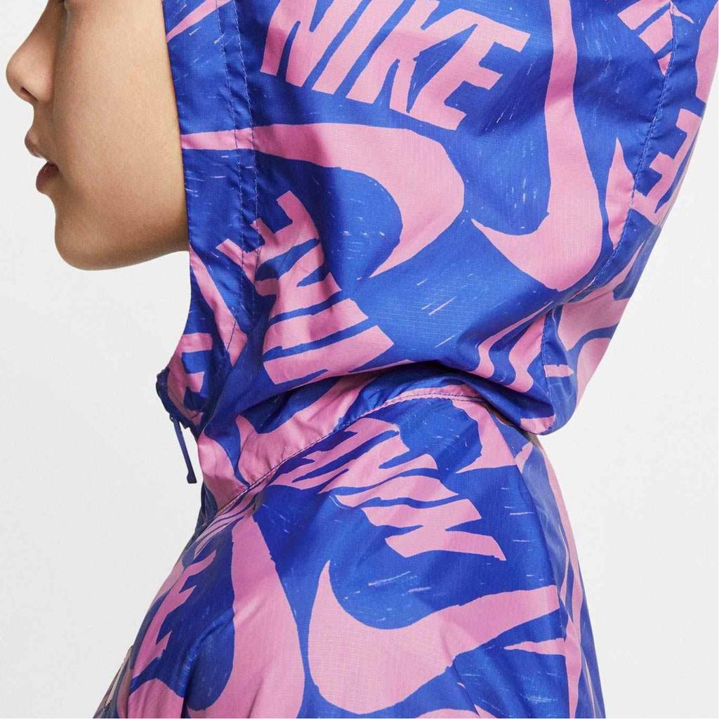 Nike Logo Print Hooded Long-Sleeve Sports Jacket Kids Outerwear Blue CJ7426-433