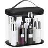 Heavy Duty Leak Proof Clear Travel Bags for Toiletries, Transparent Makeup Cosmetic Bag with Zipper and Handle (Large, Black)