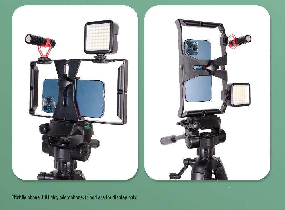 Live Broadcast Rabbit Cage Ring Light with Stable Follow Shot, Hot Shoe Mount, Handheld Bracket, Phone Frame for Photography.