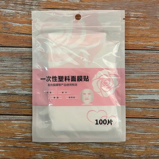 100 ks plastové fólie na jedno použití zabraňující ztrátě vlhkosti PE materiál Víceúčelová samolepka masky s dokonalým střihem pro lázně