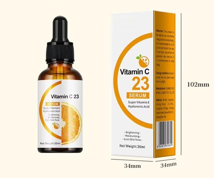 Vitamin C Serum with Hyaluronic Acid – Lightweight Facial Serum for Hydration and Glow, Helps Improve Appearance of Uneven Skin Tone, Suitable for