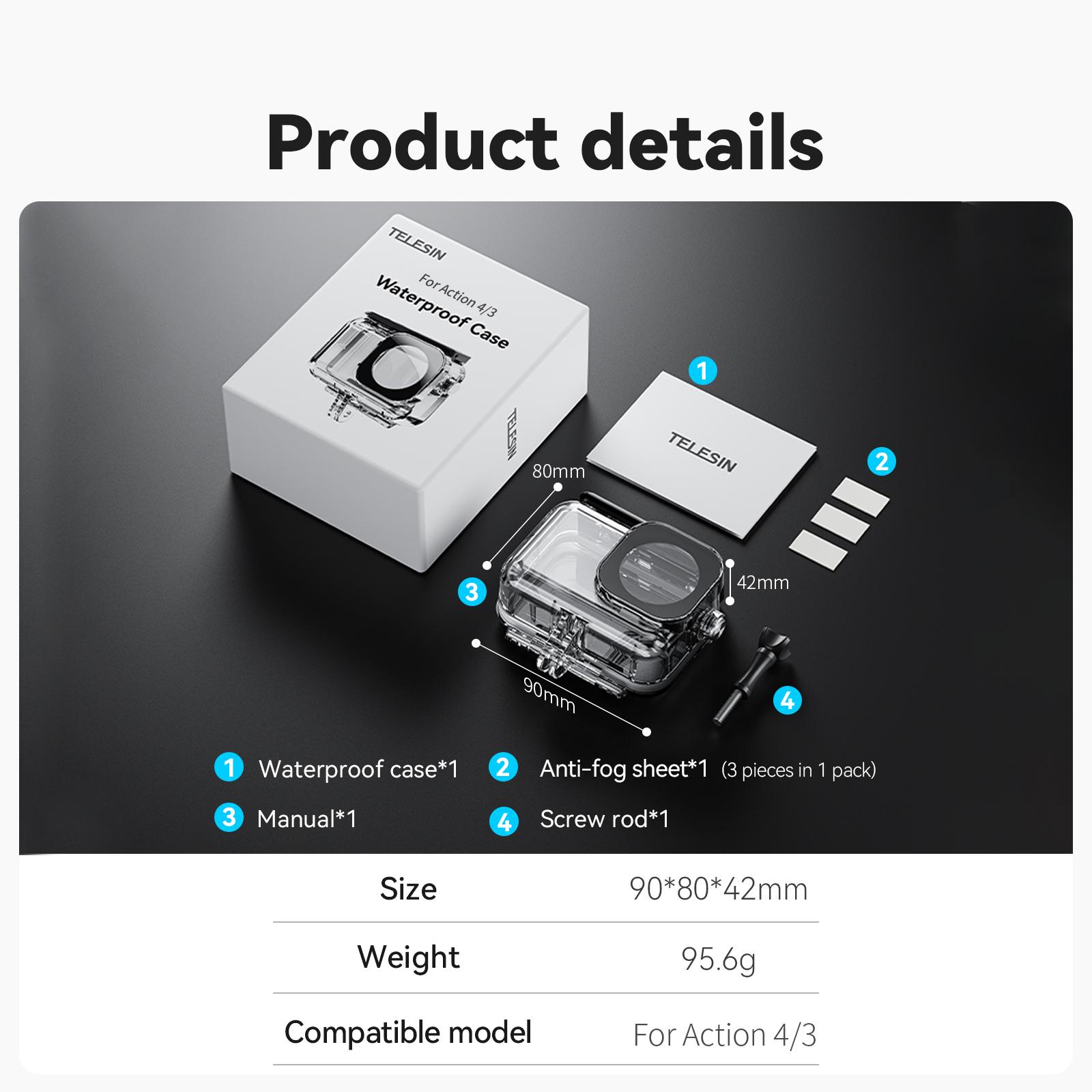 

TELESIN 45M Waterproof Housing Case For DJI OSMO Action 3 4 5Pro Underwater Diving Case High Strength Protector Cover For DJI OSMO Action 5 4 3