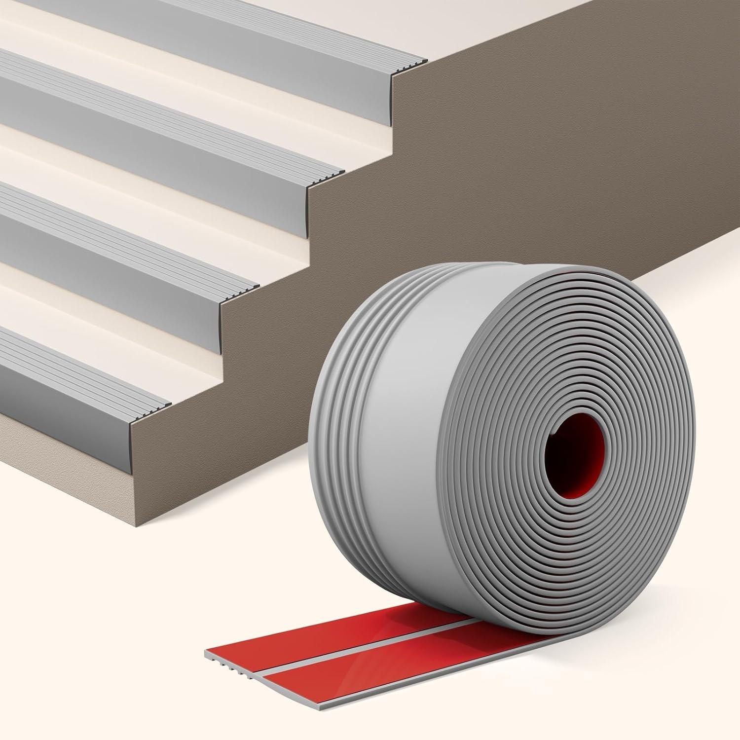 

1Roll 1m/39.37in Stair Nosing, Stair Edge Trim, Stair Edge Protector, Non-Slip Self Adhesive Stair Edge Protector Suitable for I 1m сірий колір
