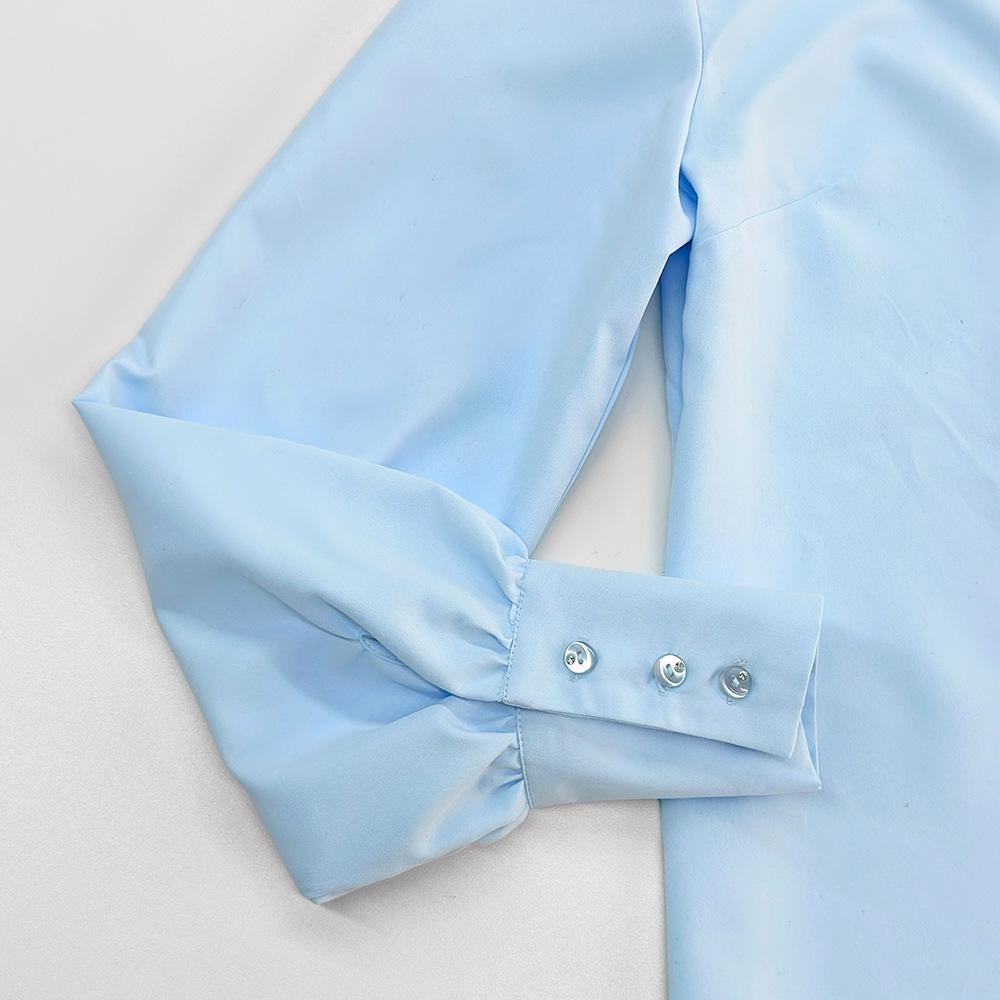 2026 Spring/Summer European & American Women's Solid Color Long Sleeve Lapel Shirt