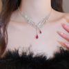Exquisite Rhinestone Water Drop Tassel Necklace & Earring Set - Luxurious European & American Style